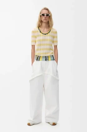 Short Sleeve Sweater in Cotton Blend