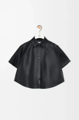 Short Sleeve Trapeze Shirt in Nappa Lambskin