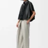 Short Sleeve Trapeze Shirt in Nappa Lambskin Short Sleeve Trapeze Shirt in Nappa Lambskin