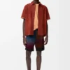 Short Sleeve Shirt in Suede Goatskin