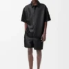 Short Sleeve Shirt in Nappa Lambskin