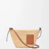 Slit Pochette Bag in Raffia and Calfskin