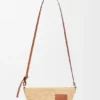 Slit Pochette Bag in Raffia and Calfskin