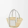 Small Basket Bag in Palm Leaf and Calfskin