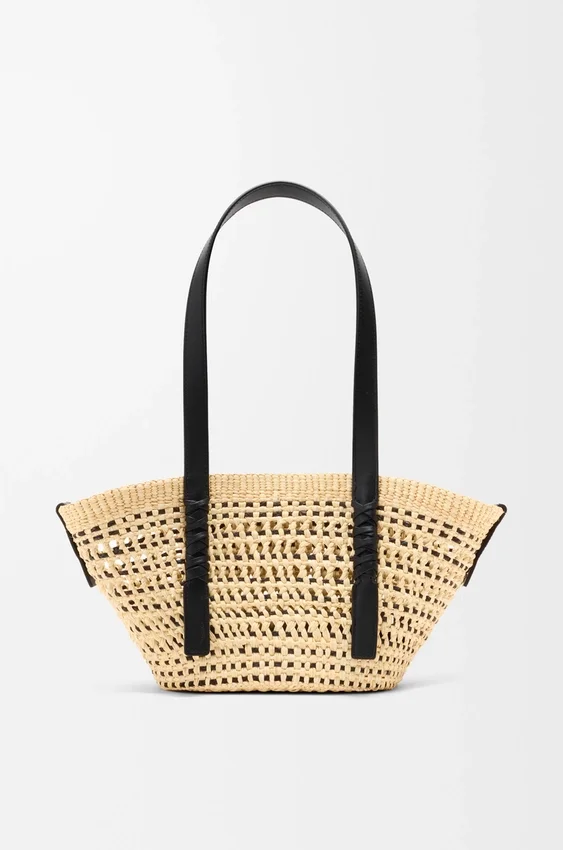 Small Braid Basket in Iraca Palm Ad Calfskin Small Braid Basket in Iraca Palm Ad Calfskin