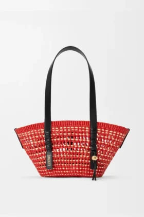 Small Braid Basket in Iraca Palm and Calfskin