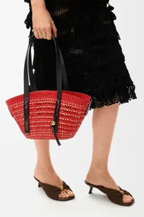Small Braid Basket in Iraca Palm and Calfskin