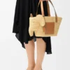 Small Elephant Basket in Raffia and Calfskin