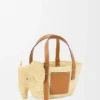 Small Elephant Basket in Raffia and Calfskin