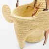 Small Elephant Basket in Raffia and Calfskin