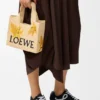 Small Loewe Font Tote in Raffia Small Loewe Font Tote in Raffia
