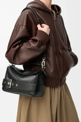 Small Puzzle Biker Bag in Shiny Calfskin