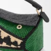 Small Puzzle Edge Bag in Raffia and Calfskin