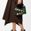 Small Puzzle Edge Bag in Raffia and Calfskin