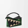 Small Puzzle Edge Bag in Raffia and Calfskin