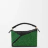 Small Puzzle Edge Bag in Raffia and Calfskin