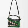Small Puzzle Edge Bag in Raffia and Calfskin