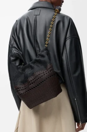 Small Squeeze Bag in Woven Nappa Calfskin