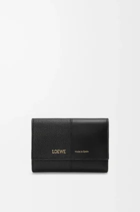 Small Vertical Wallet in Smooth and Grained Calfskin