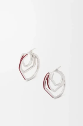 Stacked Hoop Earrings in Sterling Silver and Enamel