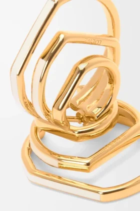 Stacked Hoop Earrings in Sterling Silver and Enamel