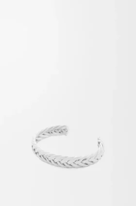 Thin Braided Cuff in Sterling Silver