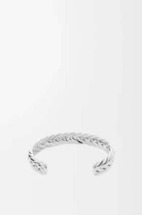 Thin Braided Cuff in Sterling Silver