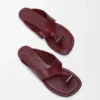 Toggle Flat Sandal in Shiny Smoot Calfskin