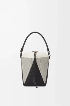 Treasure Bako Bucket in Canvas Jacquard and Calfskin
