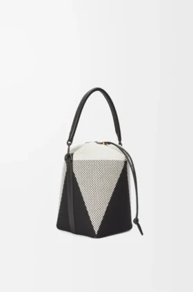 Treasure Bako Bucket in Canvas Jacquard and Calfskin