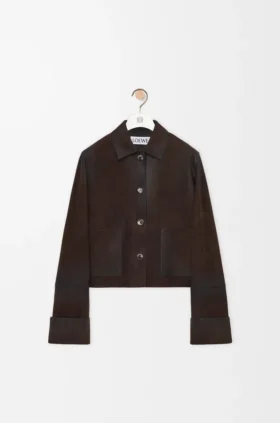 Turn-Up Jacket in Suede Lambskin