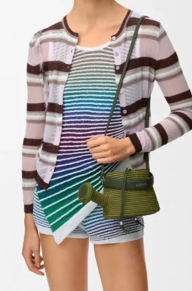 Watering Can Bag in Raffia and Calfskin