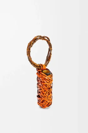 Woven Nest Vase in Calfskin and Bamboo