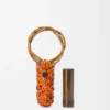 Woven Nest Vase in Calfskin and Bamboo