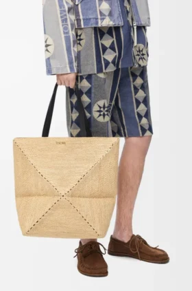 Xl Puzzle Fold Tote in Raffia