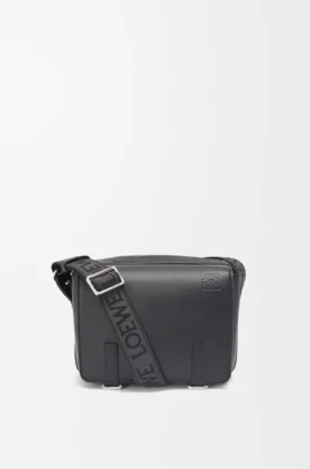 Xs Military Messenger Bag in Supple Smooth Calfskin and Jacquard