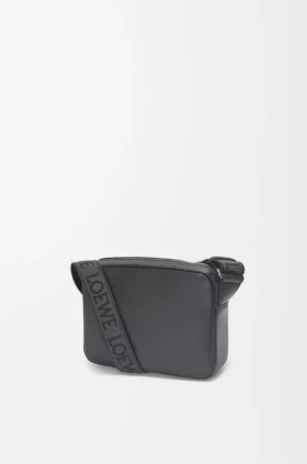 Xs Military Messenger Bag in Supple Smooth Calfskin and Jacquard