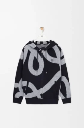 Zip-Up Hoodie in Wool and Cotton