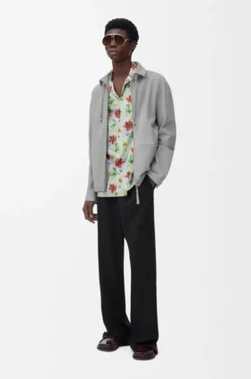 Zip-Up Jacket in Suede Lambskin